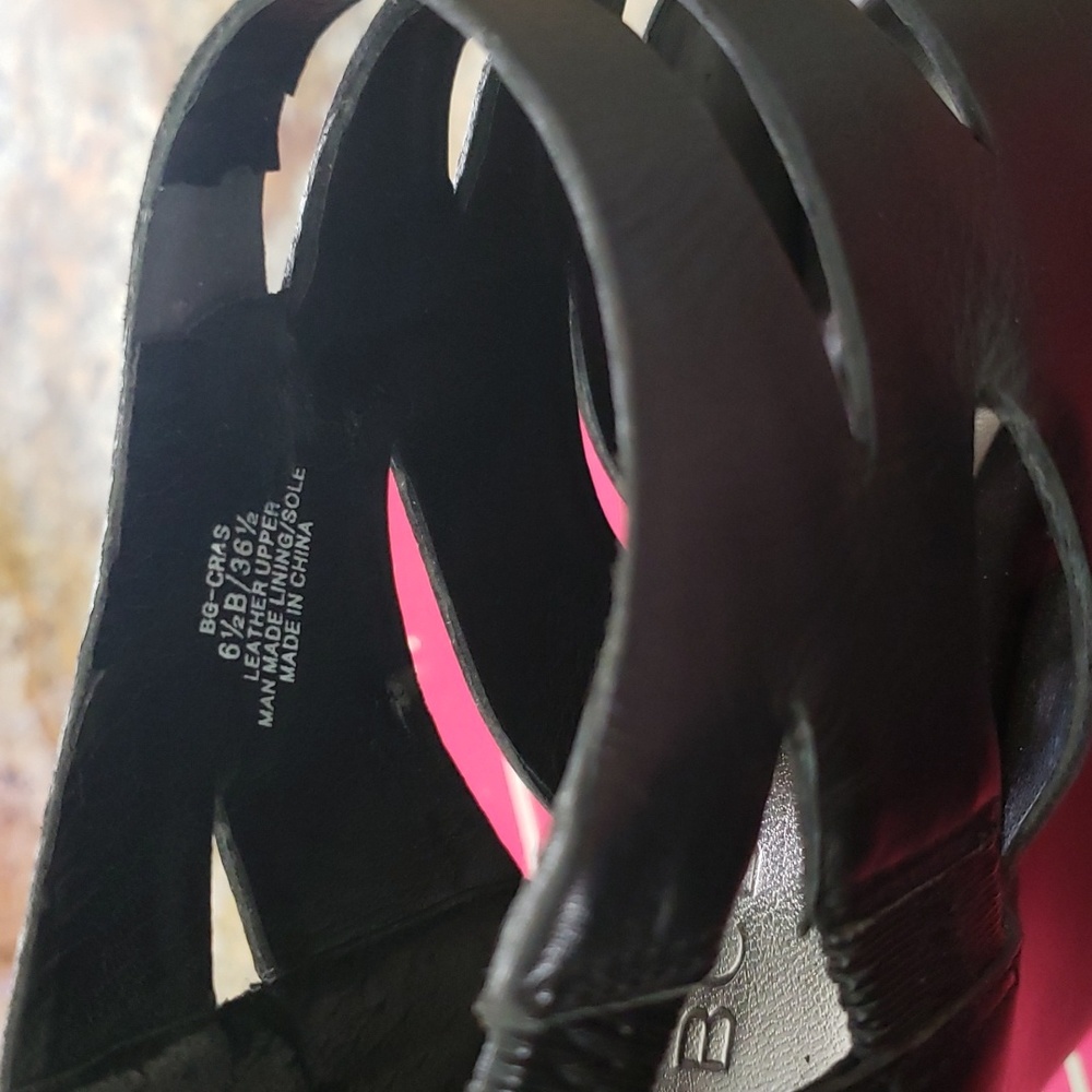 SOLD SOLD SOLD NWT BCBG Black Leather Cage Wedges Heels 6.5 NIB - Picture 5 of 6
